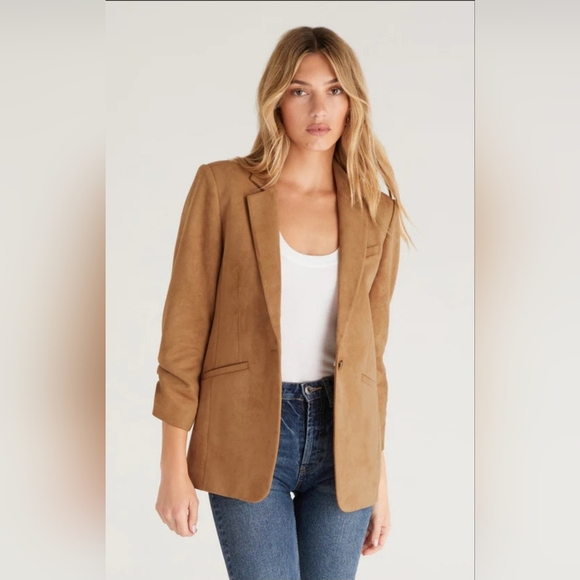 Z Supply Camel  Blazer with Notched Lapels and Relaxed Fit - Picture 1 of 12